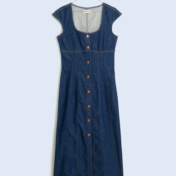 Madewell Dresses & Skirts - Madewell Blue Scoop Neck Midi Denim Dress